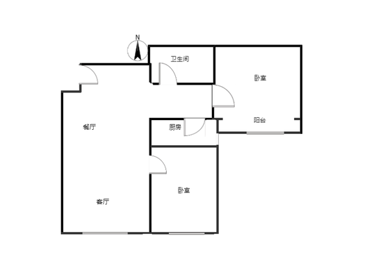 君临天下御景园2室2厅1卫户型图