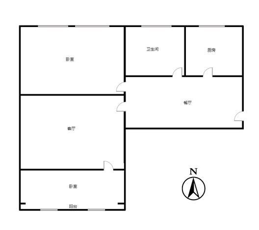 矿山局家属楼南院2室2厅1卫户型图