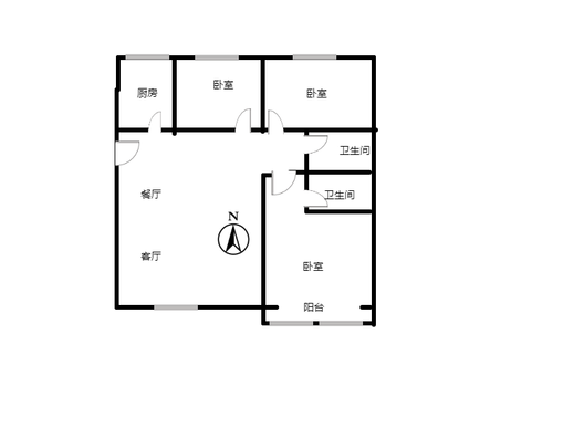 华阳风景小区3室2厅2卫户型图