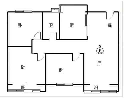 鸿坤理想尔湾3室2厅1卫户型图
