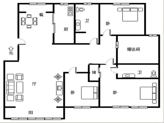 香邑溪谷玫瑰园4室2厅2卫户型图