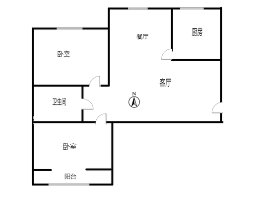 天保青花府2室2厅1卫户型图