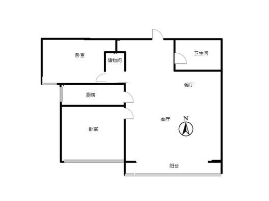 鹏渤印象城·牛津花园2室2厅1卫户型图