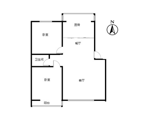 联合六号院2室2厅1卫户型图