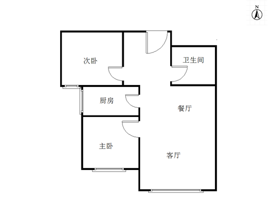 高铁新干线2室2厅1卫户型图