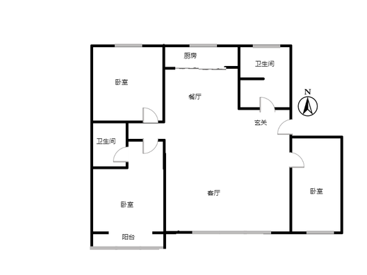 名流枫景洋房3室2厅2卫户型图