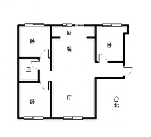 鸿坤理想湾3室2厅1卫户型图