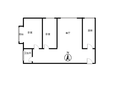 天保郦景2室1厅1卫户型图