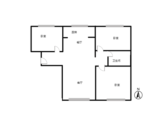 高铁新干线3室2厅1卫户型图