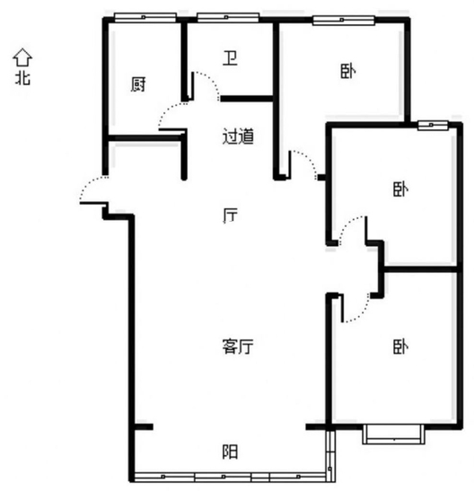 平安D区3室2厅1卫户型图