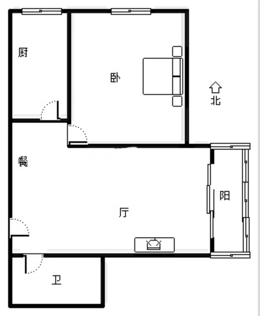 联合一号院1室2厅1卫户型图