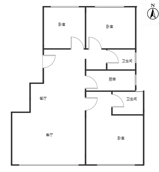 中铁建樾府国际3室2厅1卫户型图