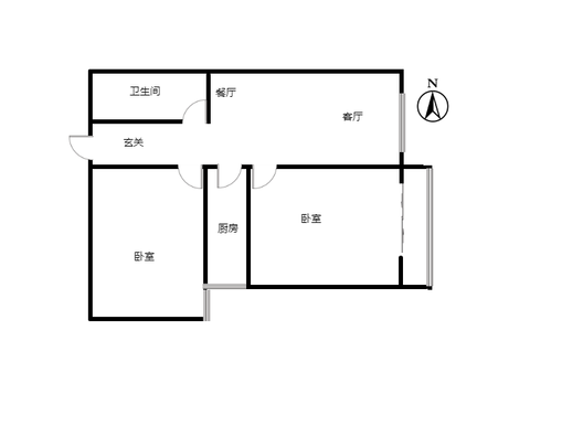 北新家园（锦绣范阳）2室2厅1卫户型图