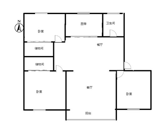 工商局小区（朝阳路）3室2厅1卫户型图