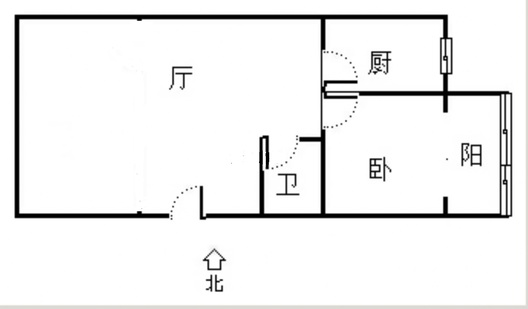 鹏润四季花园1室1厅1卫户型图
