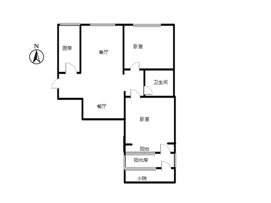 天保青花府2室2厅1卫户型图