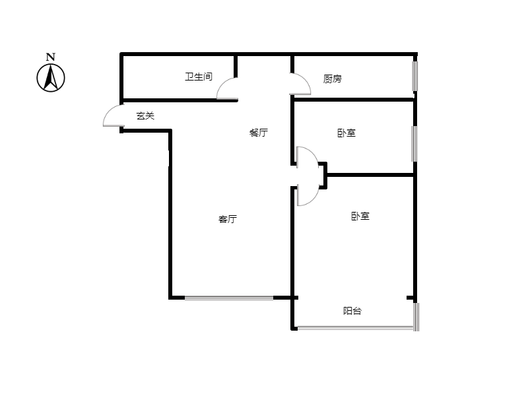联合一号院2室2厅1卫户型图