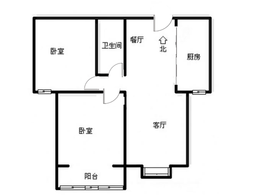 水岸花城2室2厅1卫户型图