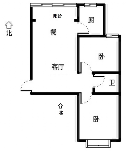 翡翠城（涿郡东区）2室2厅1卫户型图
