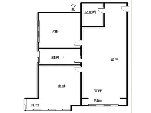 鹏渤印象城·牛津花园2室2厅1卫户型图
