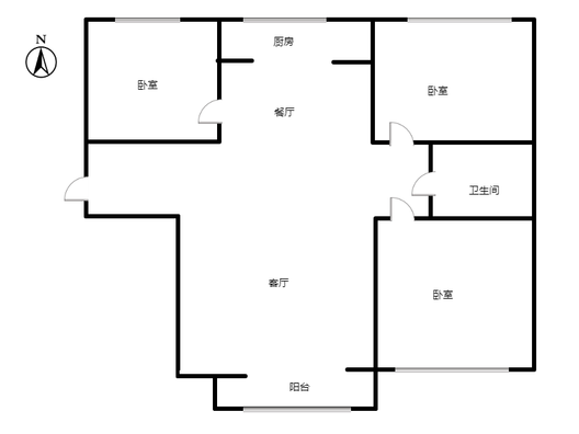 天保绿城3室2厅1卫户型图