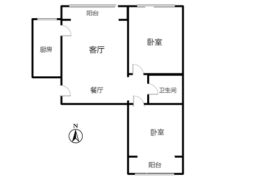 水岸花城2室2厅1卫户型图