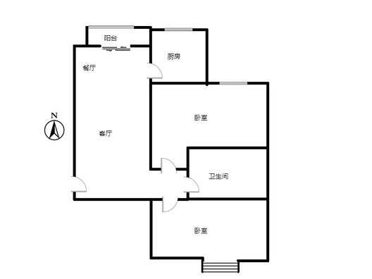 翡翠城（涿郡东区）2室2厅1卫户型图