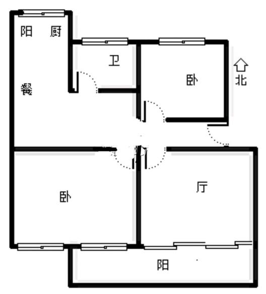 鹏润四季花园2室2厅1卫户型图