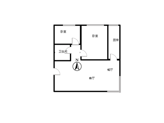 富力花园2室2厅1卫户型图