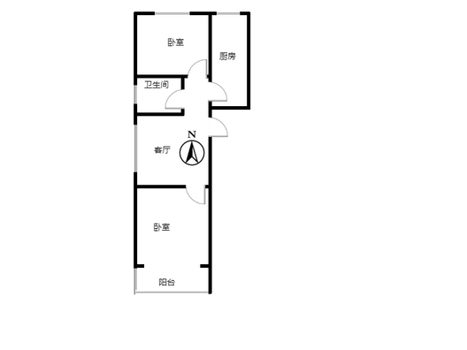 强舜铭城2室1厅1卫户型图