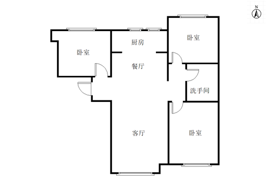 鸿坤理想湾3室2厅1卫户型图