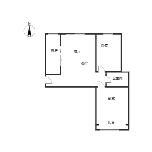 惠友钻石广场2室2厅1卫户型图