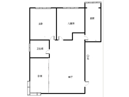 富力花园3室1厅1卫户型图