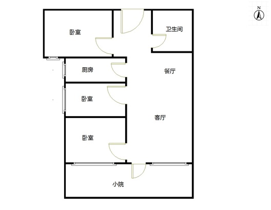 高铁新干线3室2厅1卫户型图