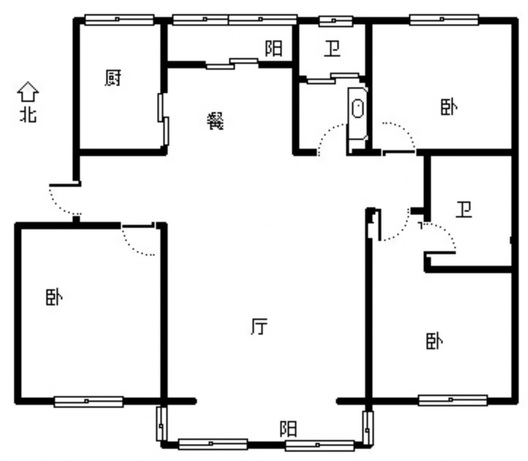 军欣家园3室2厅2卫户型图