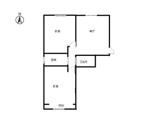 建厂局设计院家属楼2室1厅1卫户型图