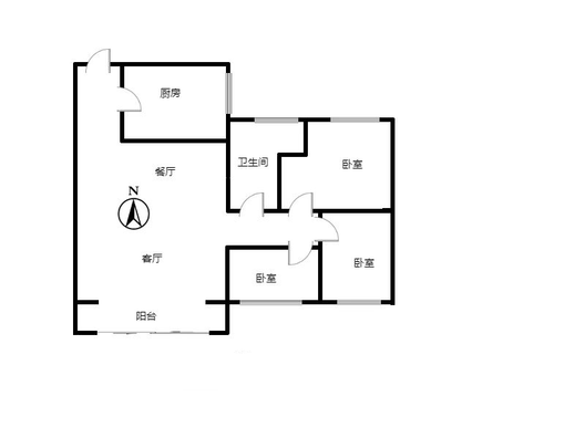 桃源新都孔雀城3室2厅1卫户型图
