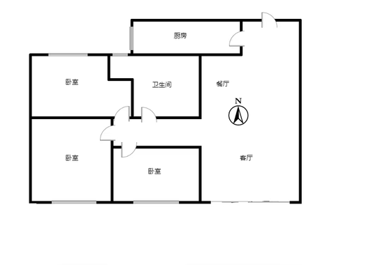 桃源新都孔雀城3室2厅1卫户型图