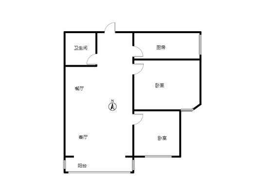 范阳公寓2室2厅1卫户型图
