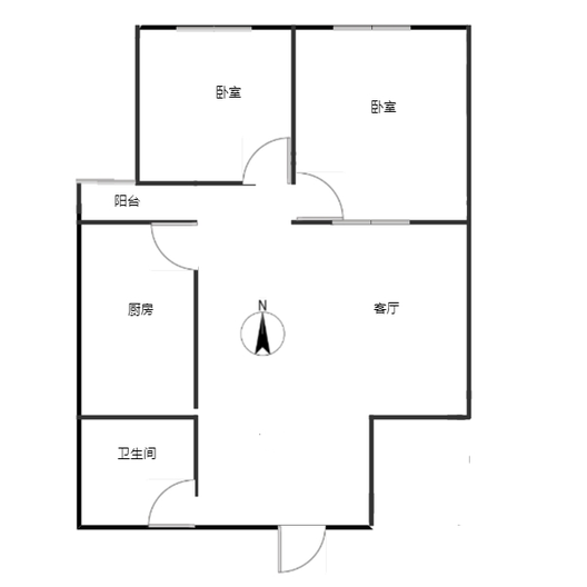 天保绿城2室1厅1卫户型图