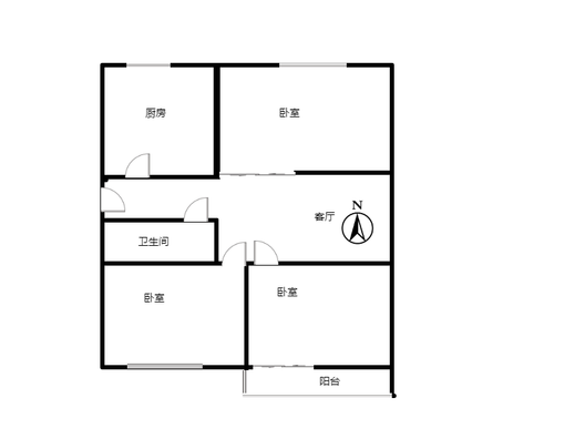 晨光小区3室1厅1卫户型图