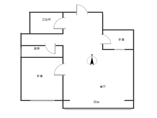 水岸花城2室1厅1卫户型图
