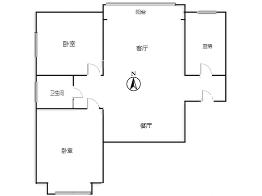 翡翠城（涿郡东区）2室2厅1卫户型图