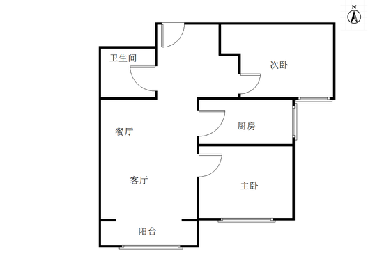 鹏渤印象城·牛津花园2室2厅1卫户型图