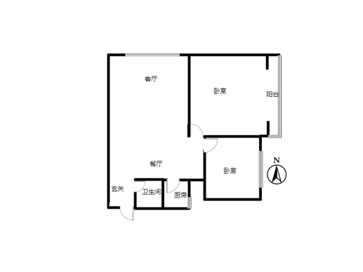 范阳公寓2室2厅1卫户型图