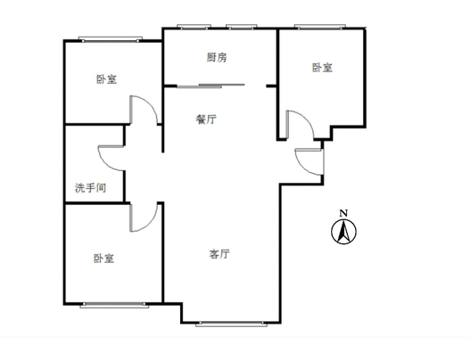 鸿坤理想湾3室2厅1卫户型图