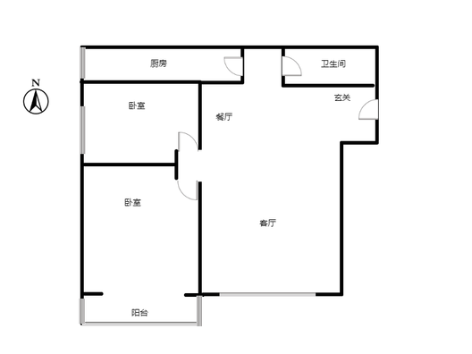 联合一号院2室2厅1卫户型图