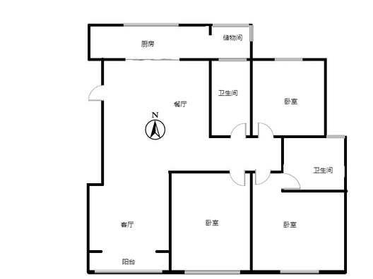 天地新城3室2厅2卫户型图