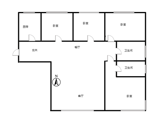 高铁新干线4室2厅1卫户型图