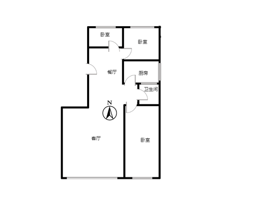 三利中和城二期西区（B区）3室2厅1卫户型图